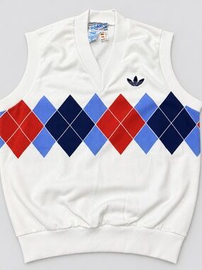 VINTAGE IVAN LENDL Adidas White Argyle Sweater Vest